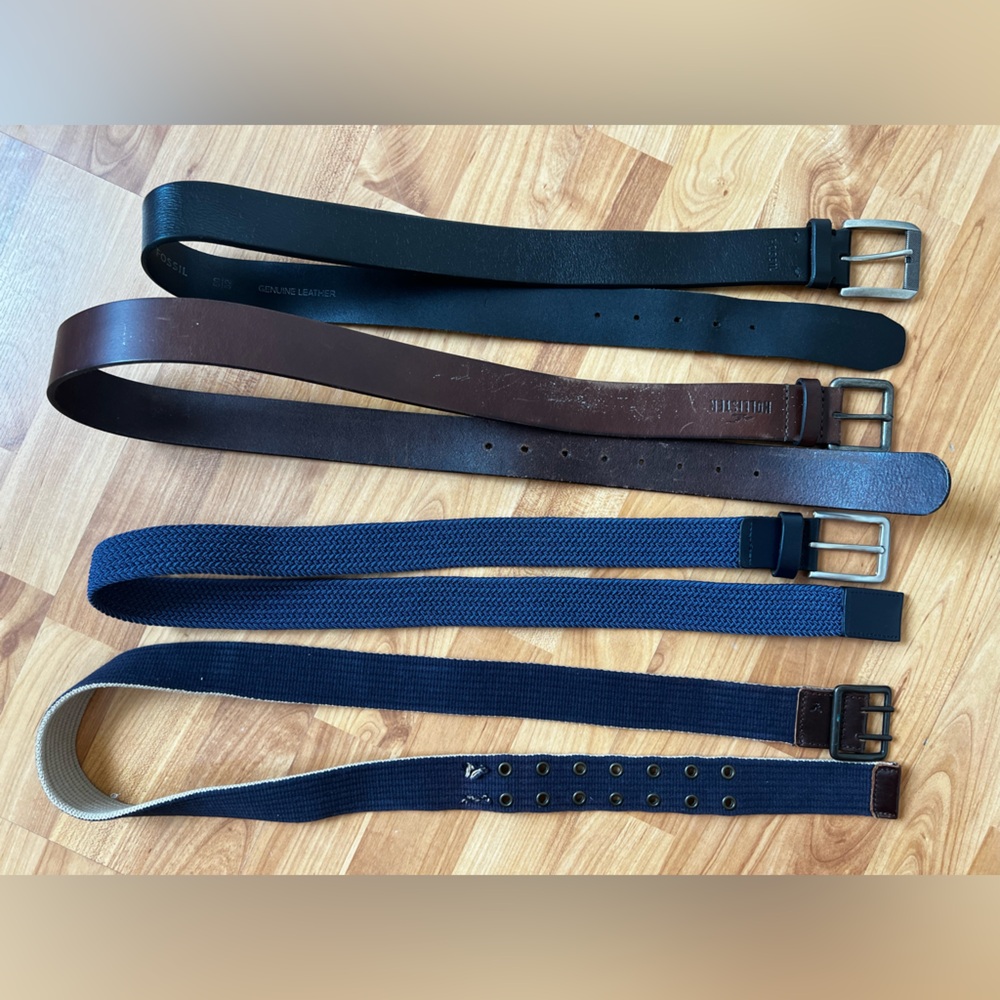 Men's Black and Brown Leather 4 Belts